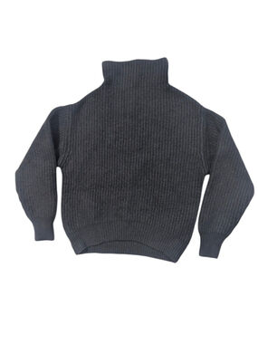 Aritzia Wilfred Black Merino Wool Ribbed Mockneck Sweater Medium